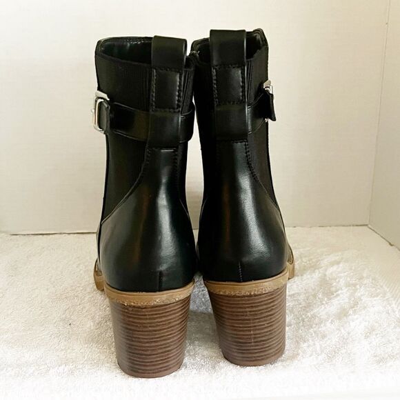 New Evans Black WIDE FIT Saskia Ankle Block Heel Boot Sz Womens 12 - Picture 4 of 8